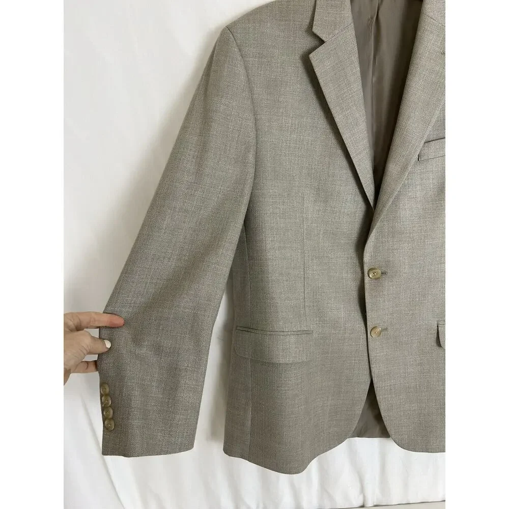 Lauren Ralph Lauren Men's Blazer Linen Rayon Polyester‎ Beige Tan Size 42R VGUC